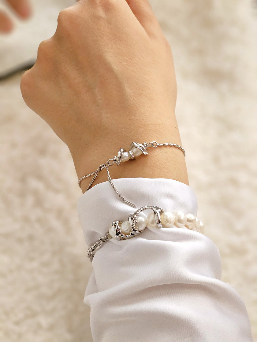 Bratara din Argint Reins cu Perla de cultura de apa dulce - Irregular pearl, vedere pe model, 02R01-0009