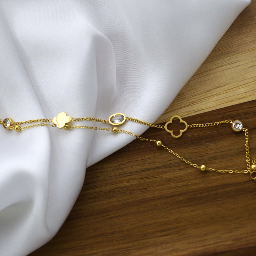 Bratara din otel inoxidabil Reins, placata cu aur galben de 18k – Lucky Cristal, vedere detaliata, 02S02-00009G