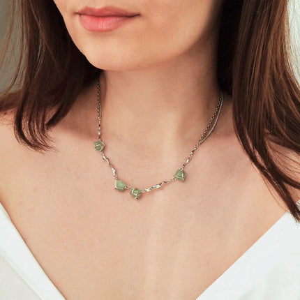 Colier din Argint Reins cu pietre semipretioase din Aventurin - Oasis vedere pe model 01R01-0017