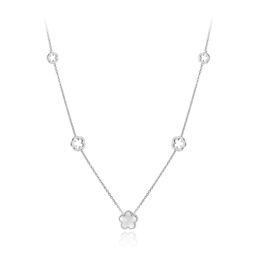 Colier din otel inoxidabil placat cu Rodiu cu pietre semipretioase – Lucky Charm Reins vedere pe fundal alb 01S02-0008