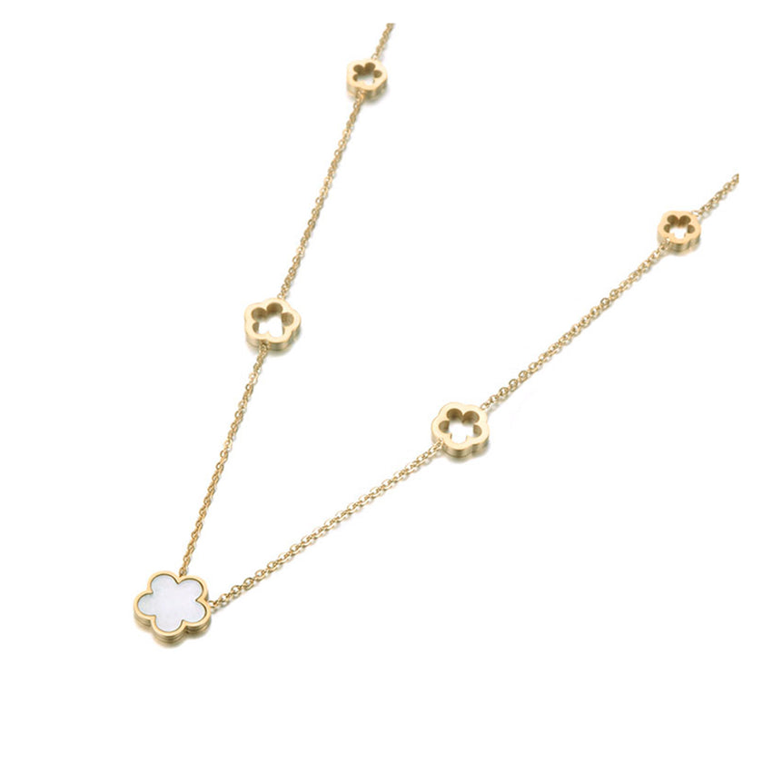 Colier din otel inoxidabil placat cu aur galben de 18k cu pietre semipretioase – Lucky Charm Reins vedere pe fundal alb 01S02-0008G