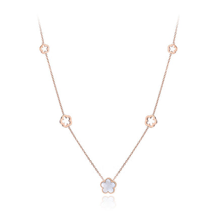 Colier din otel inoxidabil placat cu aur roz de 18k cu pietre semipretioase – Lucky Charm Reins vedere pe fundal alb 01S02-0008R