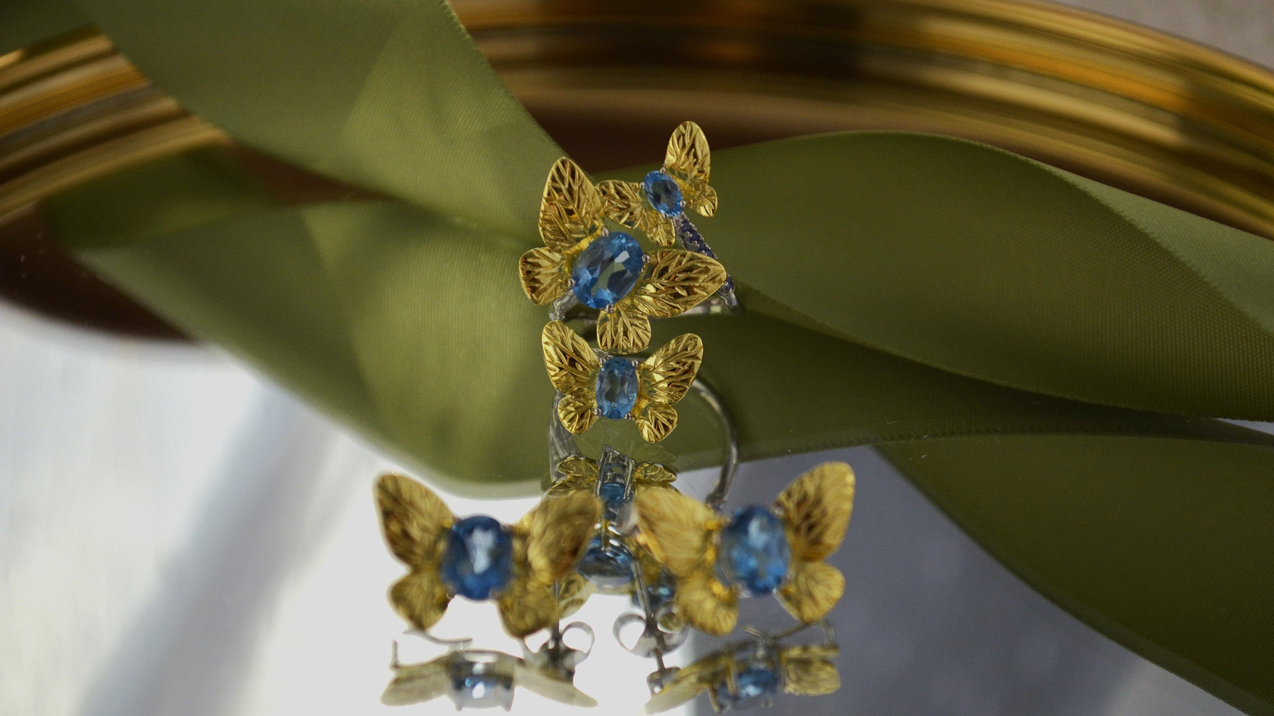 Inel din Argint Reins, cu pietre semi-pretioase din Topaz, in forma de future – Butterfly, vedere detaliata de ansamblu, 04R01-0008