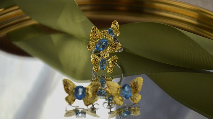 Inel din Argint Reins, cu pietre semi-pretioase din Topaz, in forma de future – Butterfly, vedere detaliata de ansamblu, 04R01-0008