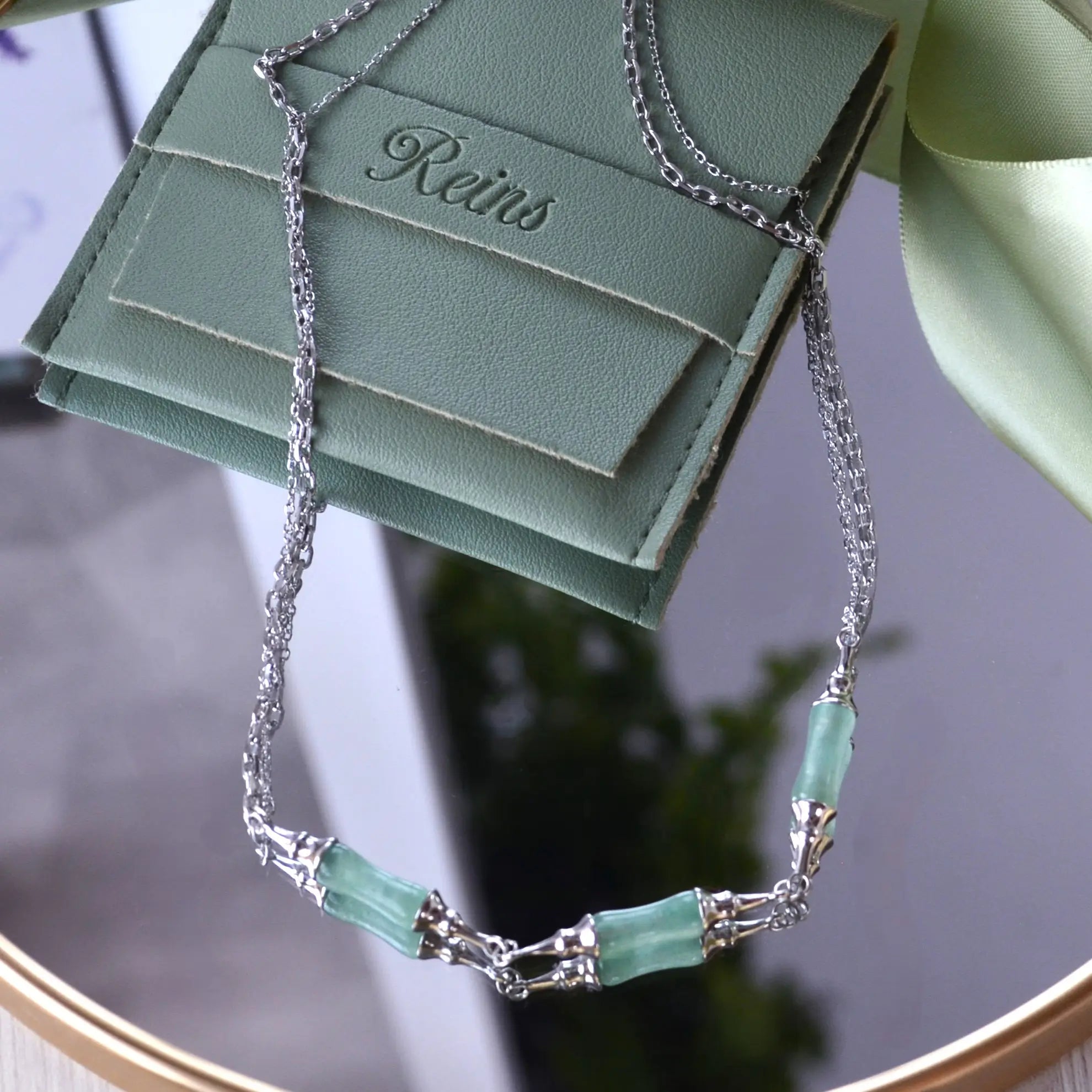 Colier din argint 925 Forest Glow cu Aventurin - Poza detaliu