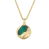 Colier din Argint 925, placat cu aur de 14k , Bijuterie Reins - colectia Terra Waves cu malachit natural -poza fond alb