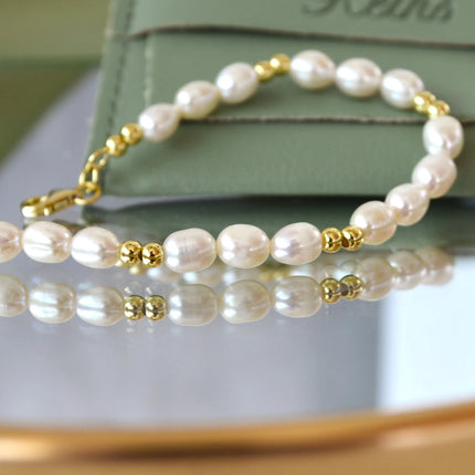 Bratara din argint 925 cu perle naturale de apa dulce -vedere in detaliu zoom