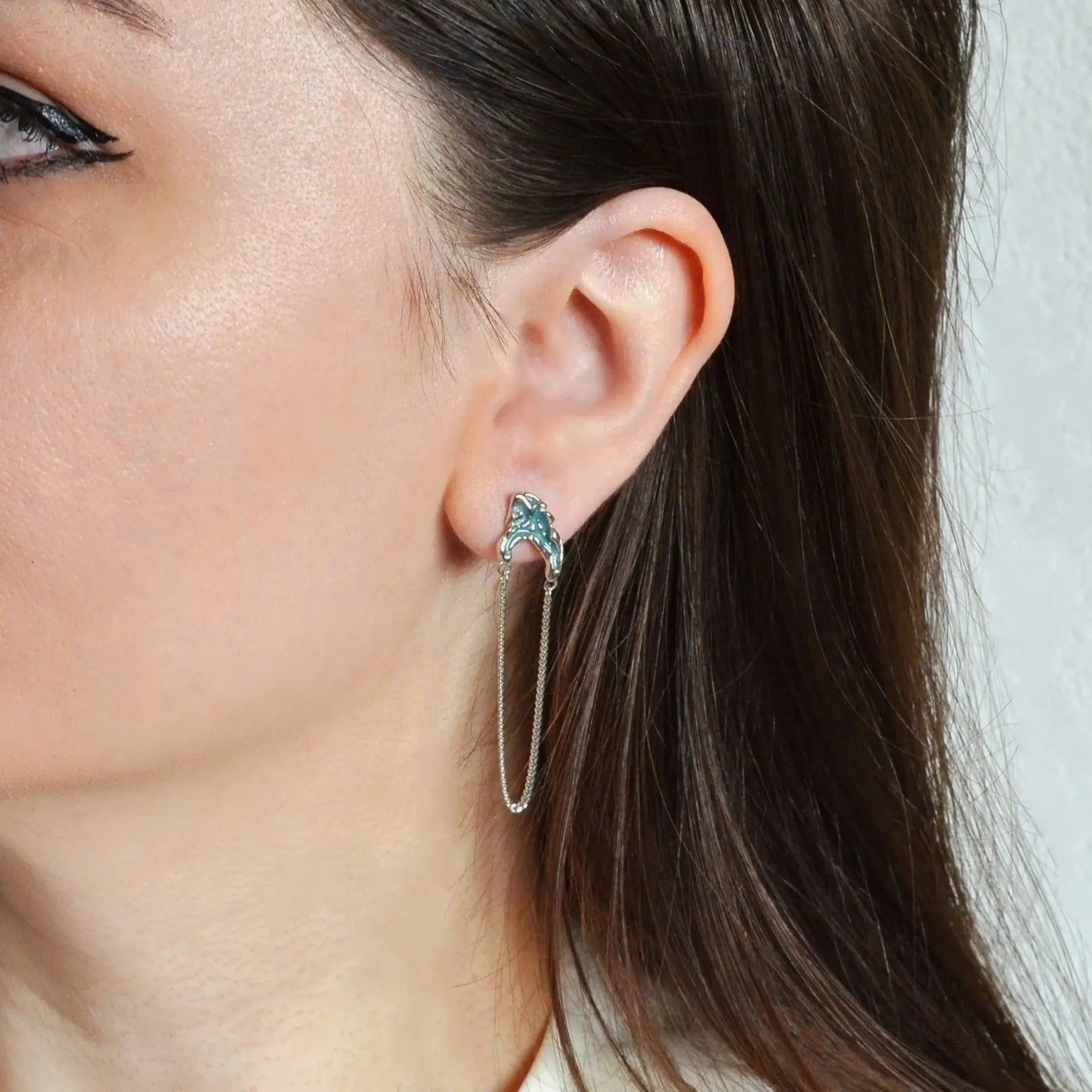 Cercei din Argint 925 - cu Enamel - vedere pe model 03R01-0014