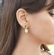 Cercei din Argint 925 - Terra cu Malachit, asimetrici- placat cu aur de 14k  si sistem de inchidere tip fluturas - 03R01-0042 cu vedere model Silver Gold