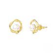 Cercei din argint 925 Halo Pearl cu perla de apa dulce si sistem de inchidere tip fluture - fond alb