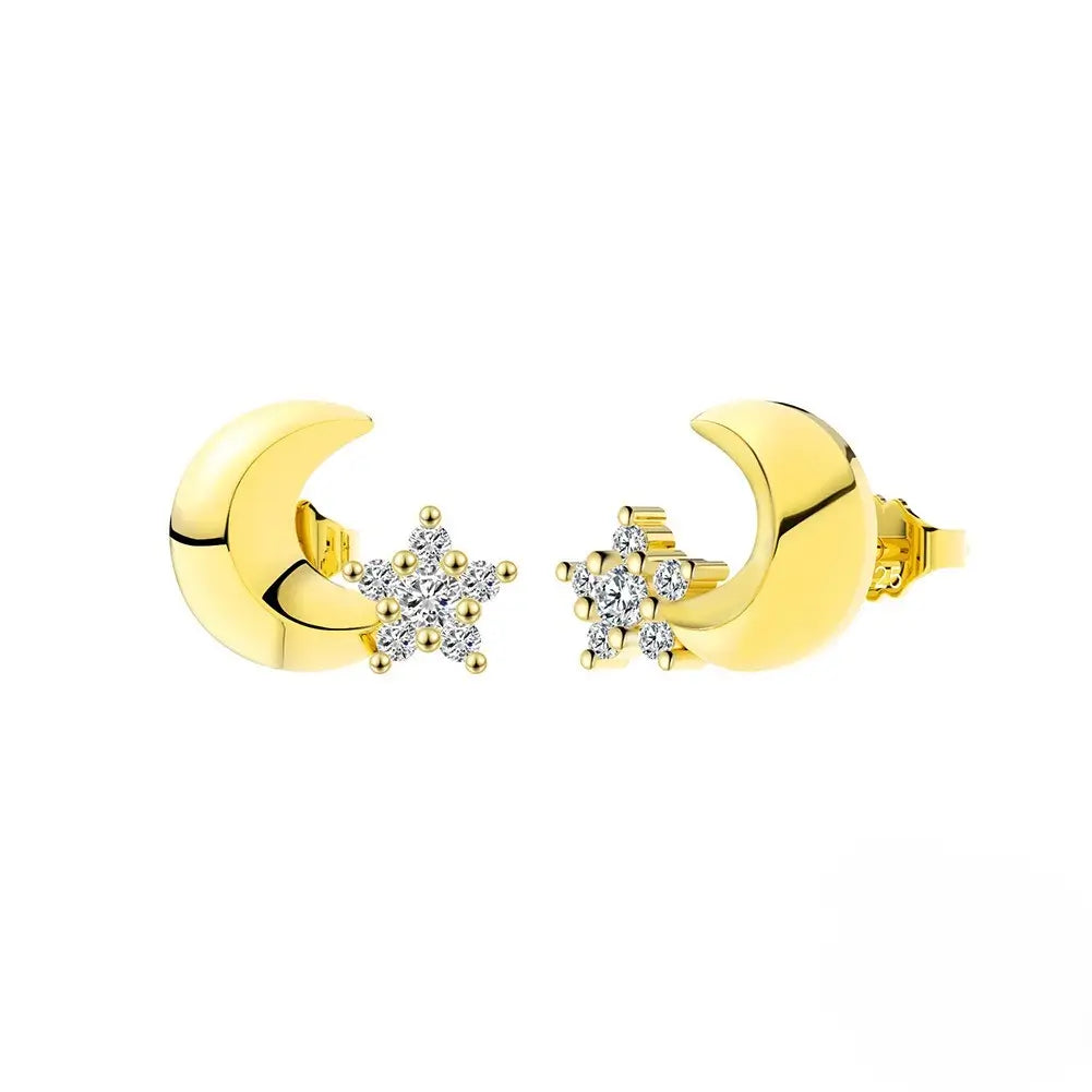 Cercei din argint 925 pe lob in forma de Semiluna - fond alb