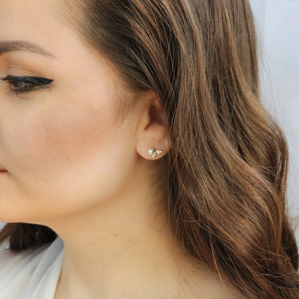 Cercei din argint cu perla cu inchizatoare tip fluture - 03R01-0028 poza model