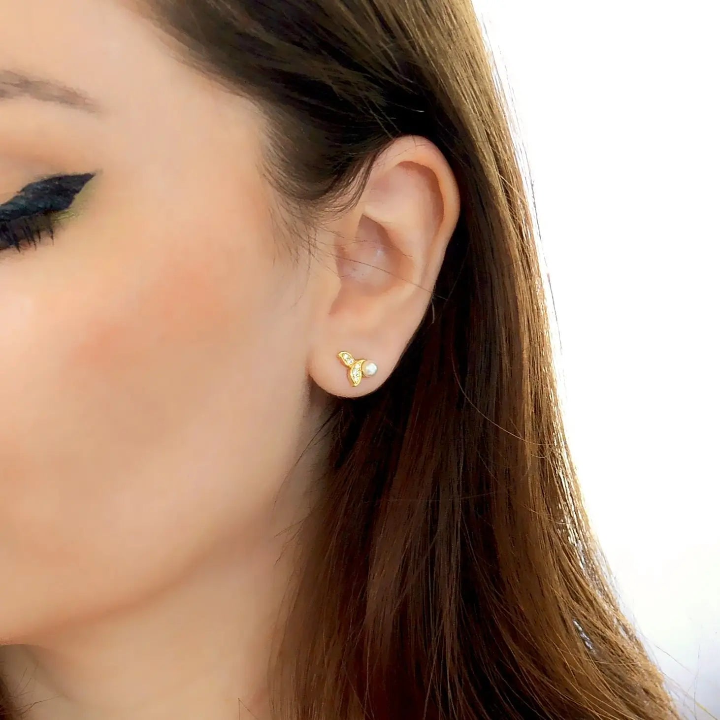 Cercei din Argint 925 placati cu aur de 18k, Cu perla si zircon . edere Model 1 03R01-0028