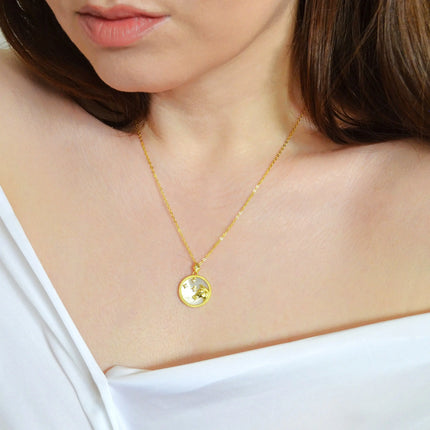 Colier din Argint 925, Placat cu aur de 14k cu Sidef si Zirconiu. Vedere pe model - 01R01-0036T