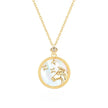 Colier din Argint 925, Placat cu aur de 14k cu Sidef si Zirconiu. Vedere pe in fond Alb - 01R01-0036T