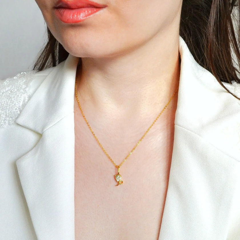 Colier din Argint 925, placat cu aur de 18k, cu piatra zirconiu. Semn zodiacal - Capricorn cu vedere pe model 01R01-0024C