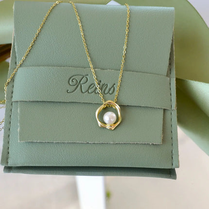 Colier din Argint 925 placat cu aur de 14k Halo Pearl - vedere in detaliu Reins