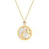 Colier din Argint 925, placat cu aur de 14k , cu piatra semipretioasa Zirconiu si Sidef. Reins - Poza cu vedere pe fond alb -01R01-0036R