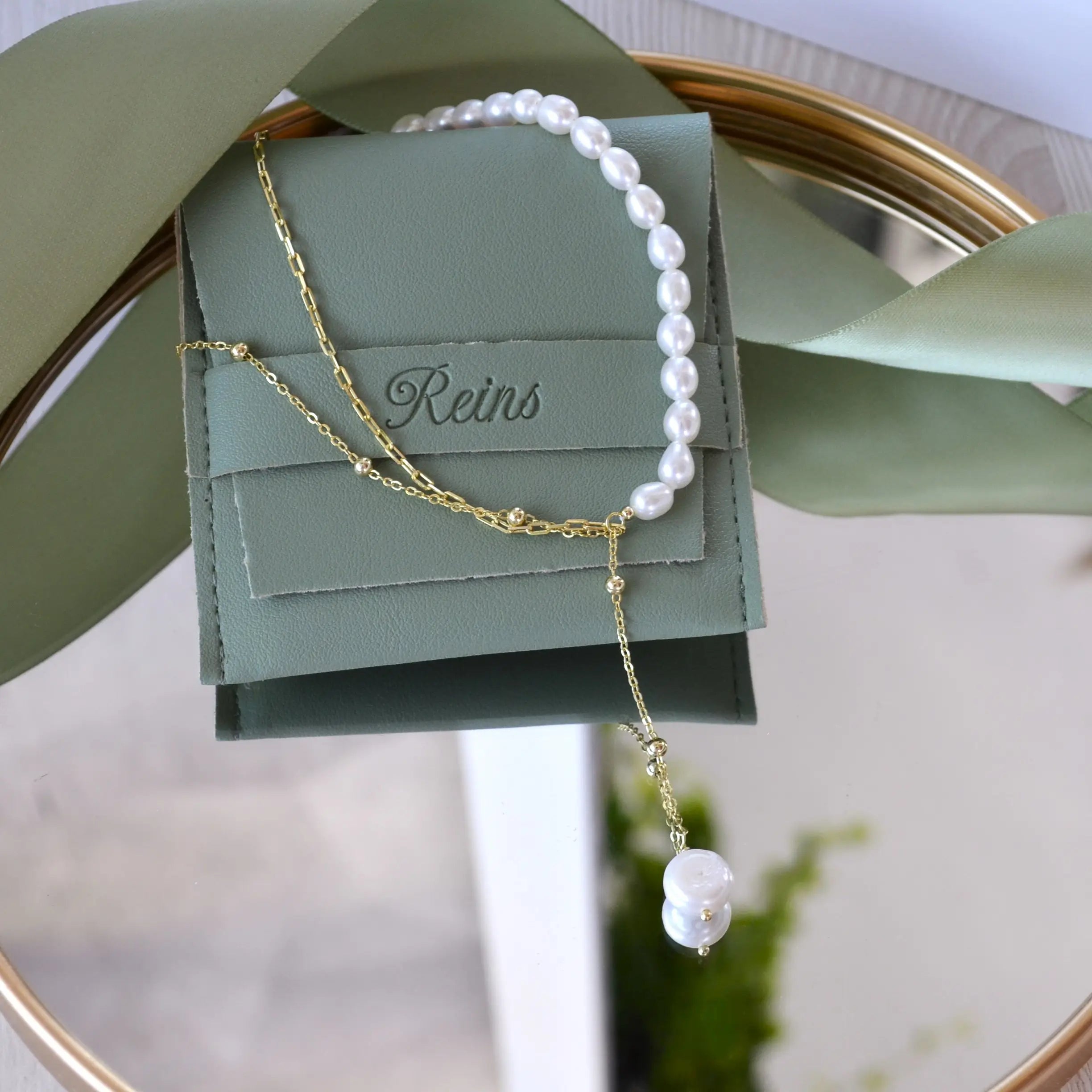 Colier din Argint 925 cu Perla naturala de apa dulce, cu pandantiv Tassel - vedere in detaliu Reins