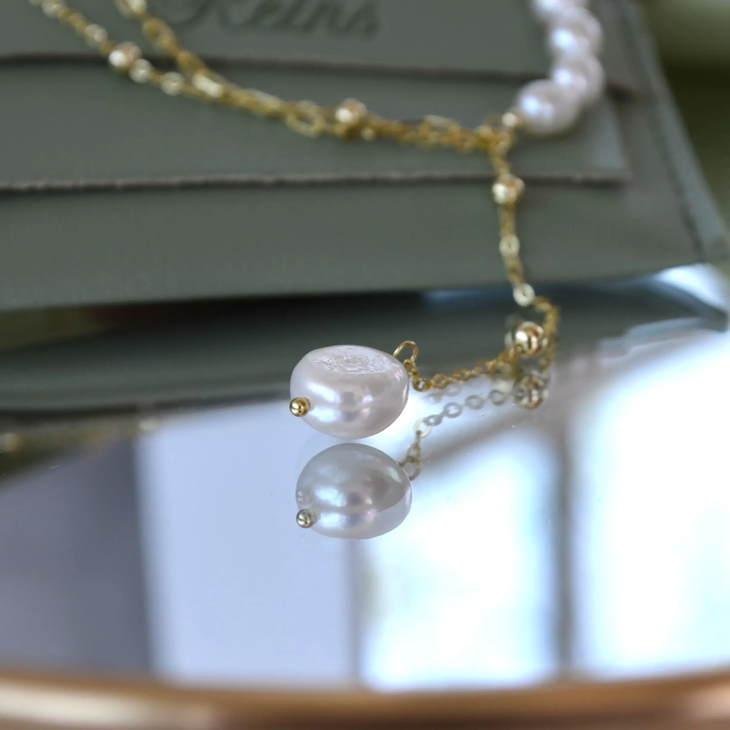 Colier din Argint 925 cu Perla naturala de apa dulce  - vedere pandativ tassel Perla