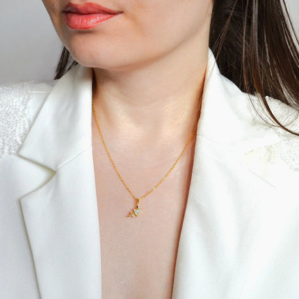 Colier din Argint 925, placat cu aru de 18k si piatra zirconiu in semn Zodiacal Sagetator cu vedere pe model 01R01-0024SA