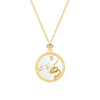 Colier din Argint 925, placat cu aur de 18k ce are pietre semipretioase naturale Sidef si zirconiu. Semn zodiacal Capricorn cu vedere pe fond alb 01R01-0036C