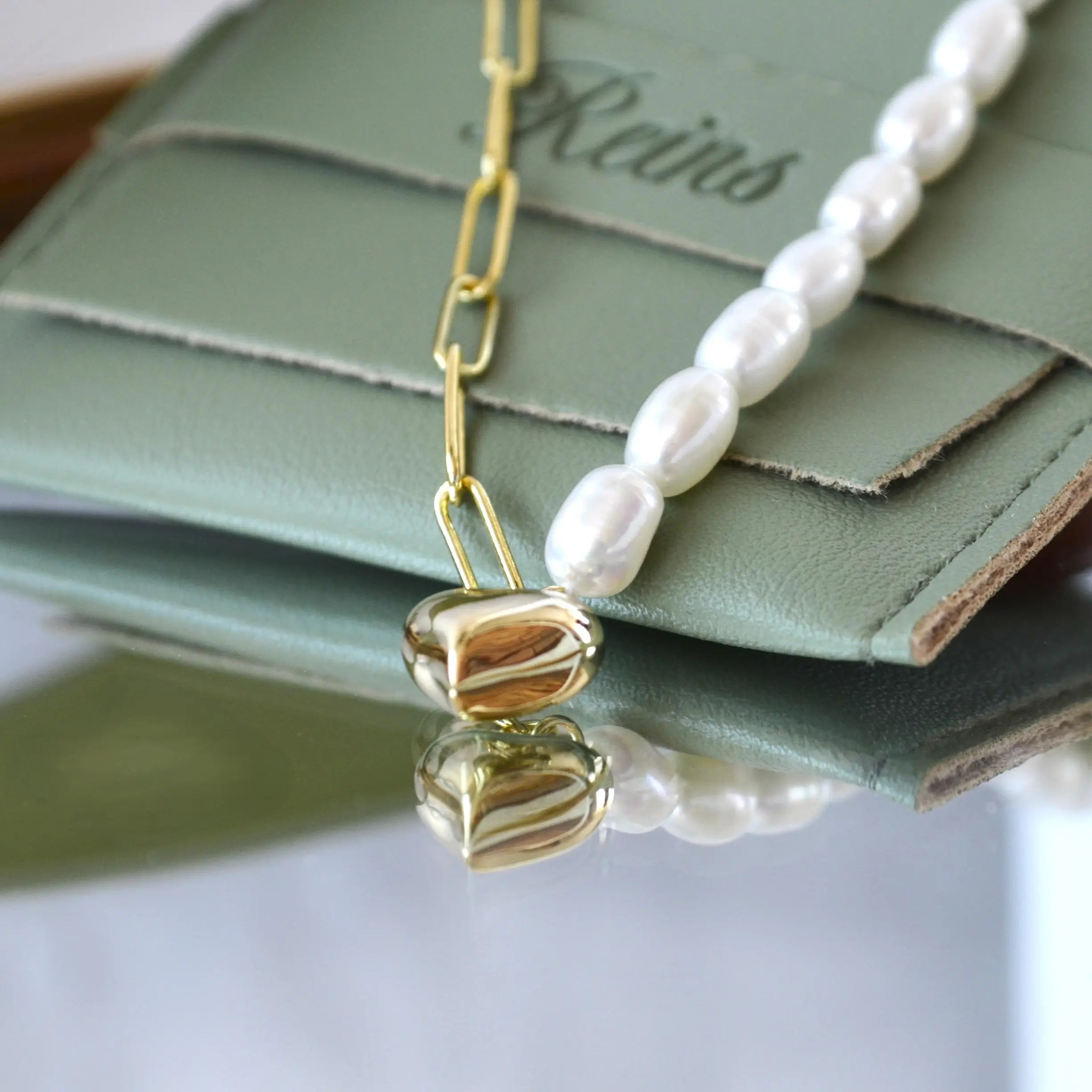 Colier din argint 925 cu Perla si pandantiv din argint in forma de inima - in detaliu inima