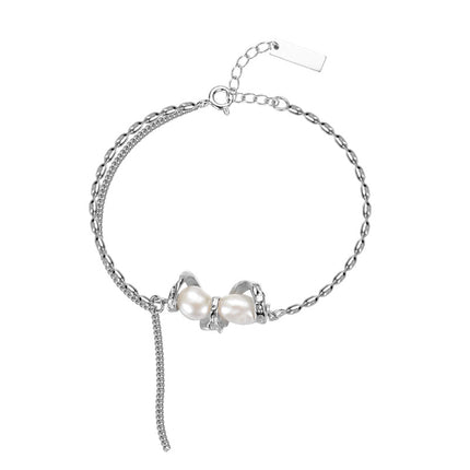 Bratara din Argint Reins cu Perla de cultura de apa dulce - Irregular pearl, vedere pe fundal alb, 02R01-0009