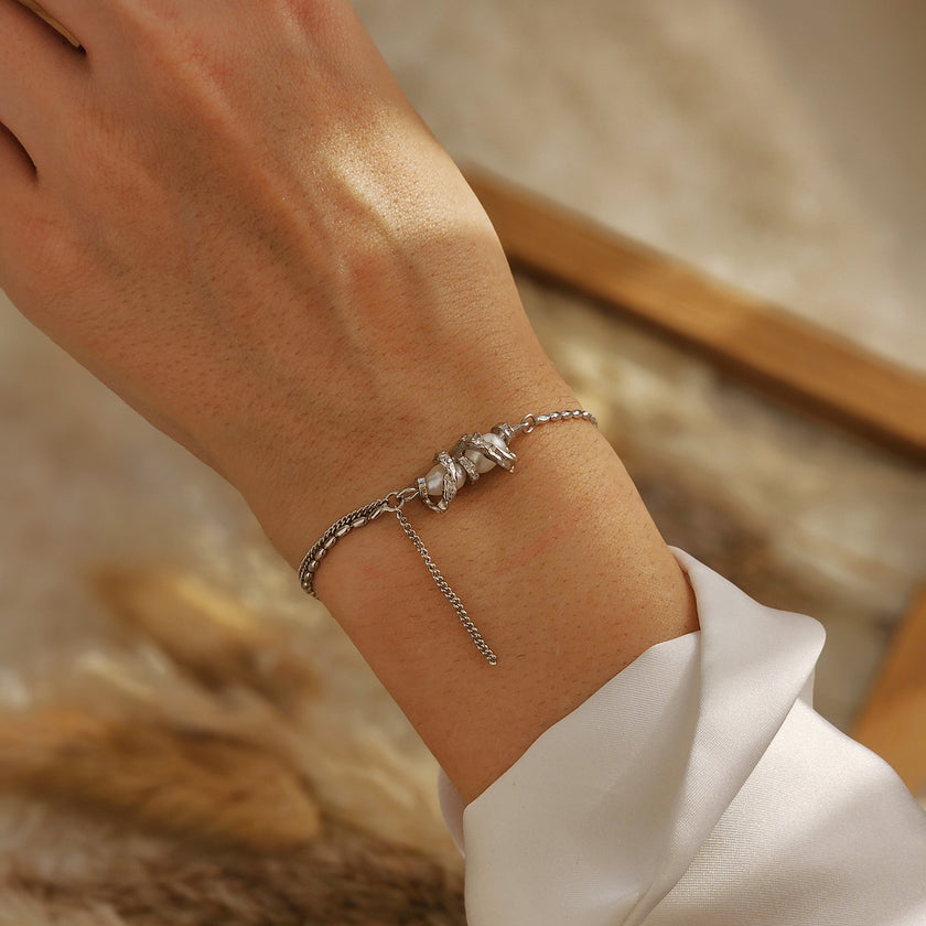 Bratara din Argint Reins cu Perla de cultura de apa dulce - Irregular pearl, vedere pe model, 02R01-0009