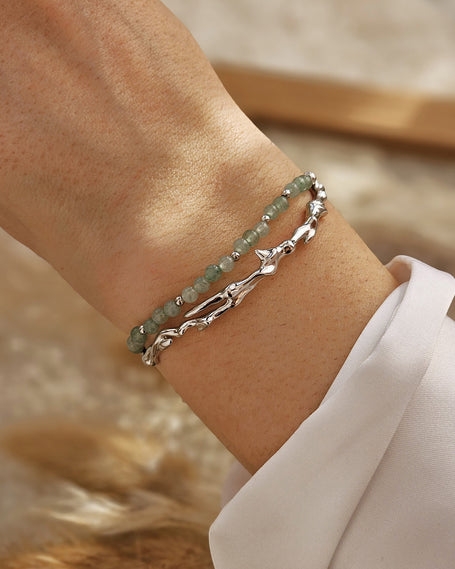 Bratara din Argint cu pietre semipretioase, rotunde din Aventurin, Oasis Bangle, vedere pe model - 02R01-0021