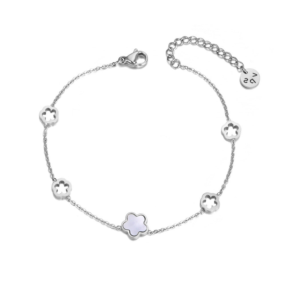 Bratara din otel inoxidabil Reins, placata cu rodiu – Lucky Charm, vedere pe fundal alb, 02S02-0008