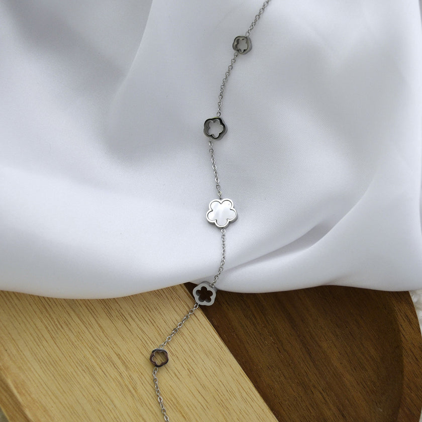 Bratara din otel inoxidabil Reins, placata cu rodiu – Lucky Charm, vedere detaliata, 02S02-0008