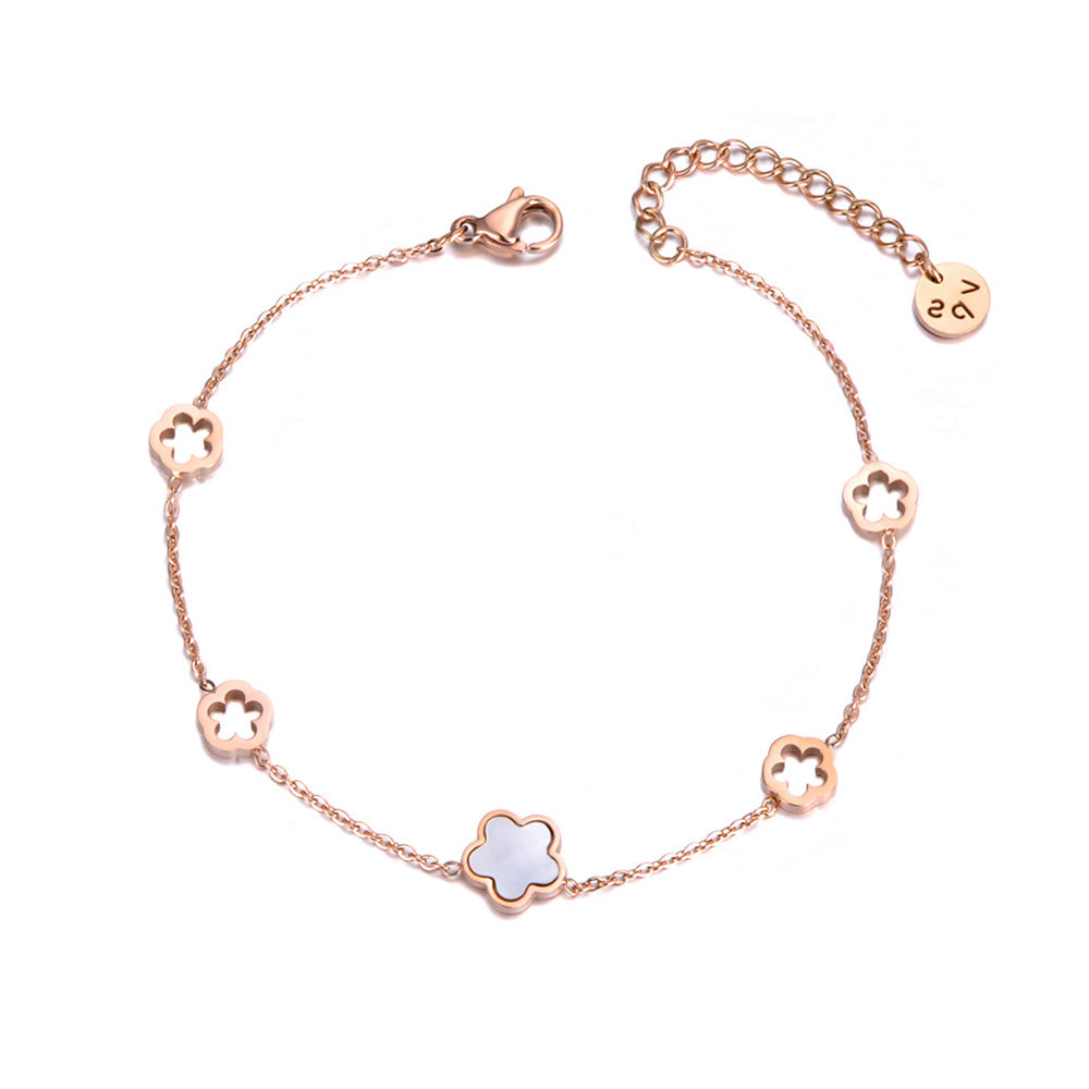 Bratara din otel inoxidabil Reins, placata cu aur roz de 18k – Lucky Charm, vedere pe fundal alb, 02S02-0008R