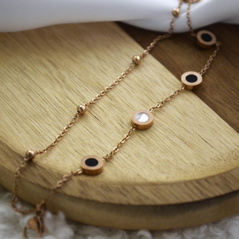 Bratara din otel inoxidabil Reins, placata aur roz, cu pietre din sidef – Serenity Rush, vedere detaliata, 02S02-0004R