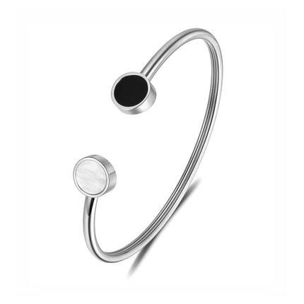 Bratara din otel inoxidabil Reins, placata cu rodiu – Mellow Bangle, vedere pe fundal alb, 02S02-0005