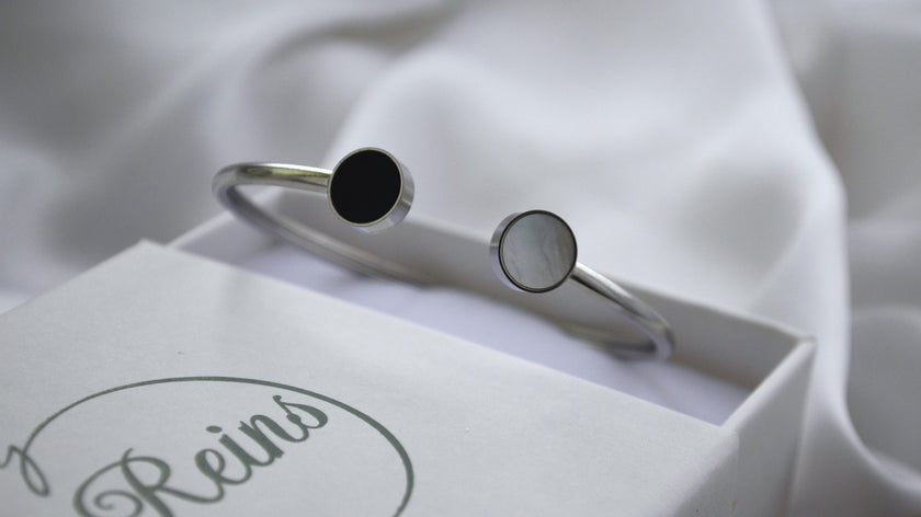 Bratara din otel inoxidabil Reins, placata cu rodiu – Mellow Bangle, vedere detaliata, 02S02-0005