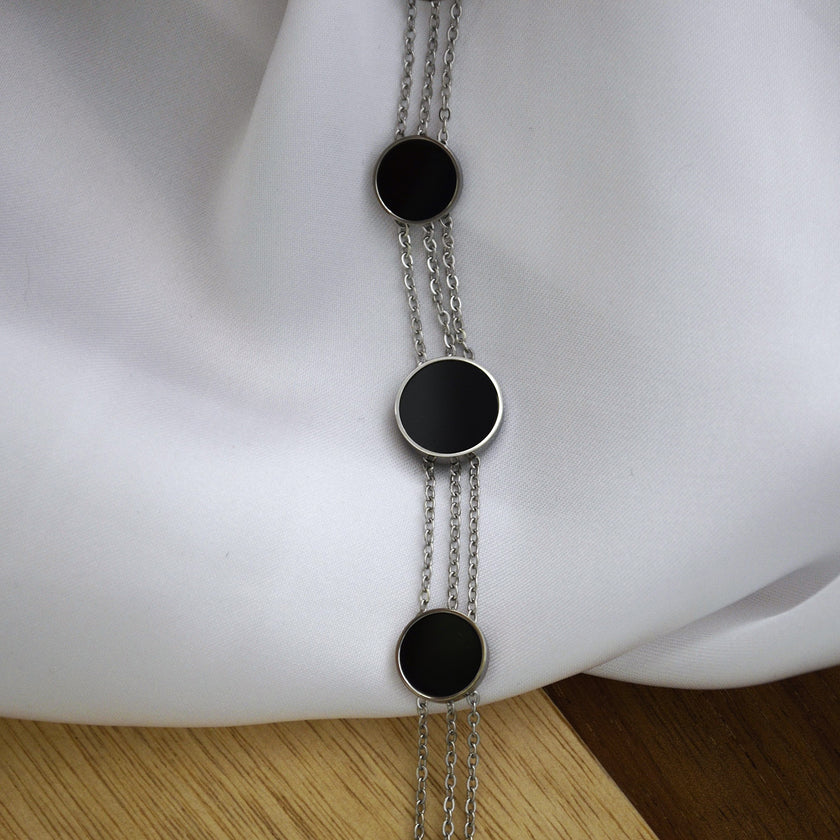 Bratara din otel inoxidabil Reins, placata cu rodiu – Mellow Trio, vedere detaliata, 02S02-0006