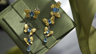 Cercei din Argint Reins, in forma de fluture cu pietre semi-pretioase Topaz - Butterfly, vedere detaliata de ansamblu, 03R01-0008