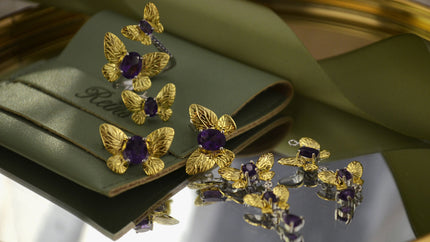 Cercei din Argint Reins, in forma de fluture cu pietre semi-pretioase Ametist - Butterfly, vedere detaliata, 03R01-0008