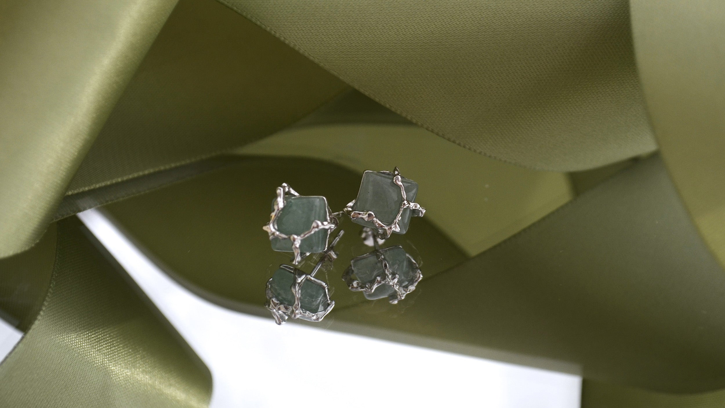 Cercei din Argint Reins, cu pietre semi-pretioase din Aventurin - Grove, vedere detaliata, 03R01-0019