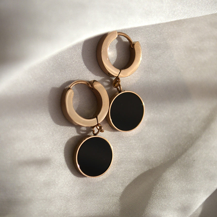 Cercei din otel inoxidabil Reins, placati cu aur roz de 18k, cu pietre din sidef – Mellow, vedere detaliata, 03S02-0002RB