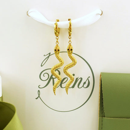 Cercei din otel inoxidabil Reins, placati cu aur galben de 18k – Serpent Whispers, vedere detaliata, 03S02-0012G