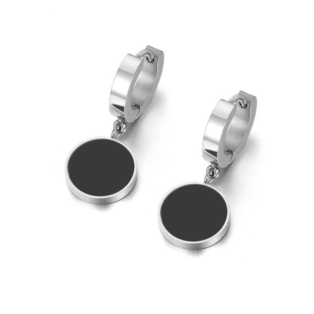 Cercei din otel inoxidabil Reins, placati cu rodiu, cu pietre din sidef – Mellow, vedere pe fundal alb, 03S02-0002B