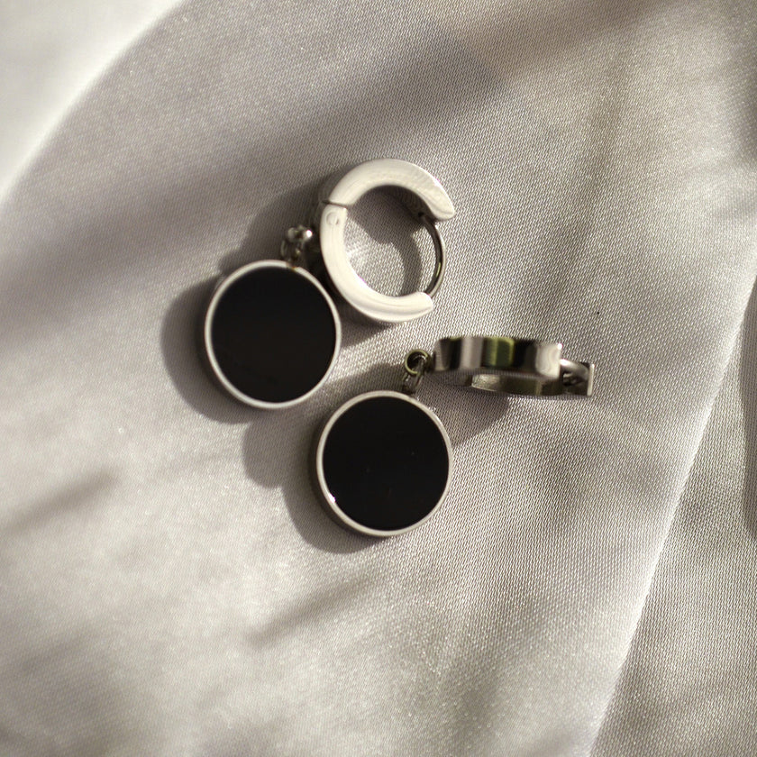 Cercei din otel inoxidabil Reins, placati cu rodiu, cu pietre din sidef – Mellow, vedere detaliata, 03S02-0002B