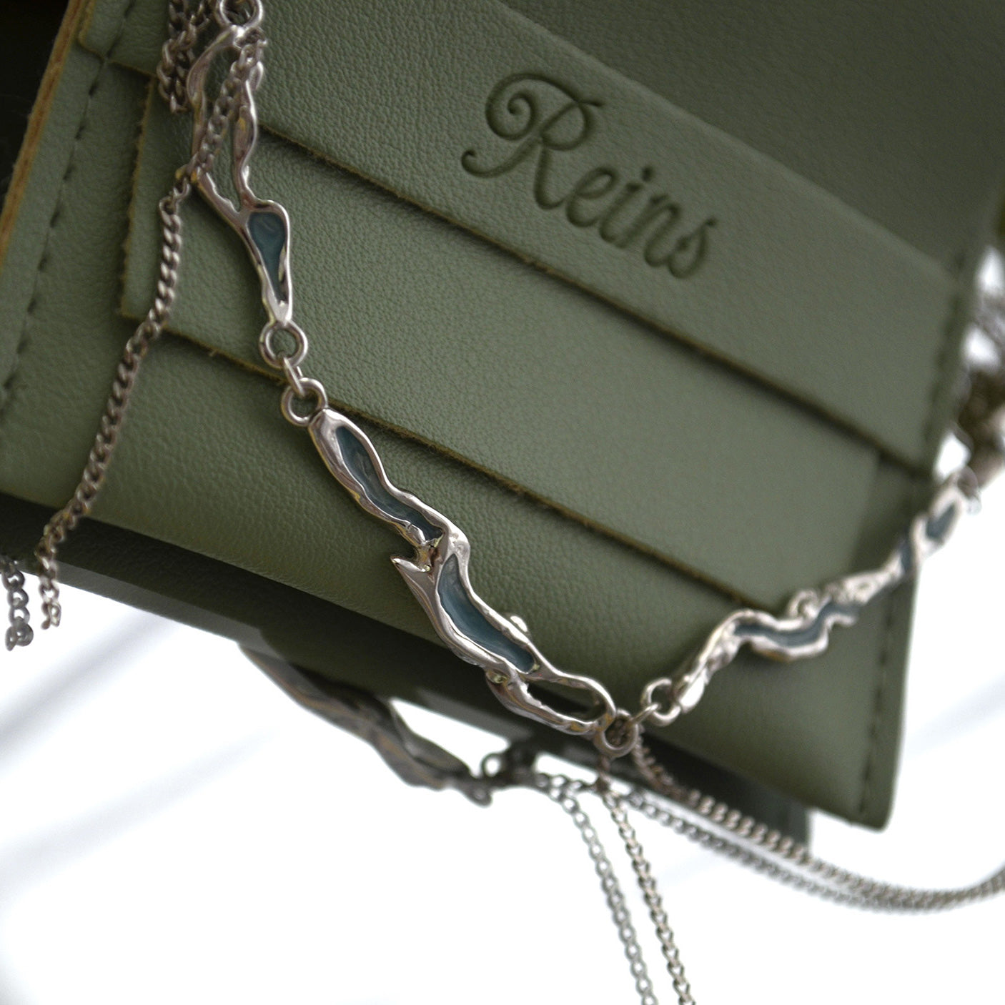 Colier din Argint Reins, cu Enamel albastru - Ice Lake, vedere detaliata elemente, 01R01-0016