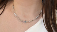 Colier din Argint Reins, cu pietre semi-pretioase din Zirconiu, incolor si albastru - Ice Blue, vedere pe model, 01R01-0020
