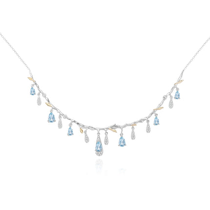 Colier din Argint Reins, cu pietre semi-pretioase din Topaz si Zircon – Love tears, vedere pe fundal alb, 01R01-0006