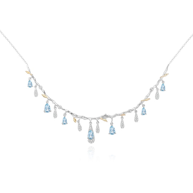 Colier din Argint Reins, cu pietre semi-pretioase din Topaz si Zircon – Love tears, vedere pe fundal alb, 01R01-0006
