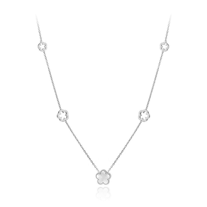 Colier din otel inoxidabil placat cu Rodiu cu pietre semipretioase – Lucky Charm Reins vedere pe fundal alb 01S02-0008