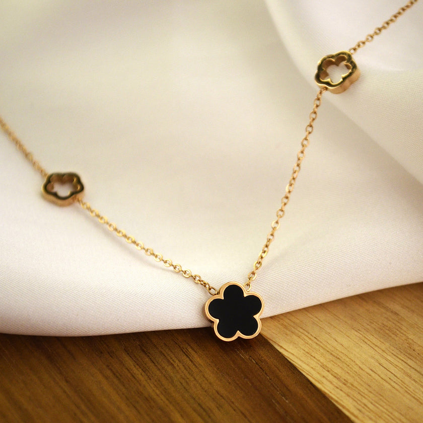 Colier din otel inoxidabil placat cu aur roz de 18k cu pietre semipretioase – Lucky Charm Reins vedere detaliata 01S02-0008RB